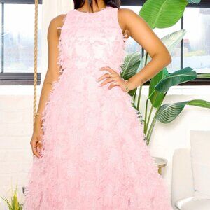 Graceful | Tie-Back Mesh Midi Dress medium